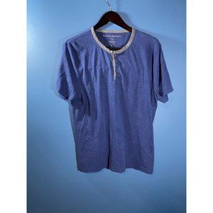 Banana Republic - Men's Blue Short Sleeve Henley T-Shirt - Size L